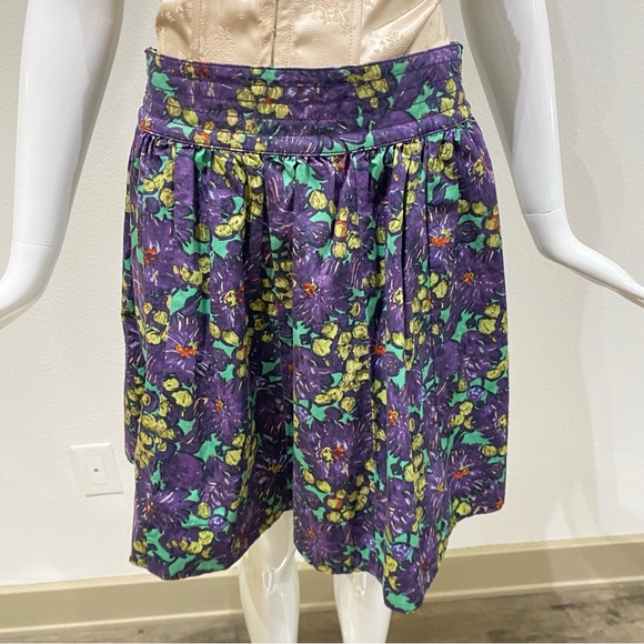 J. Crew Elsie Full Skirt in Purple Multi-Color Nightfall Floral Pattern Size 6 - Picture 3 of 13